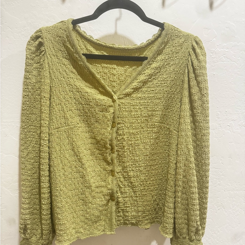 SHEIN Textured Green Blouse